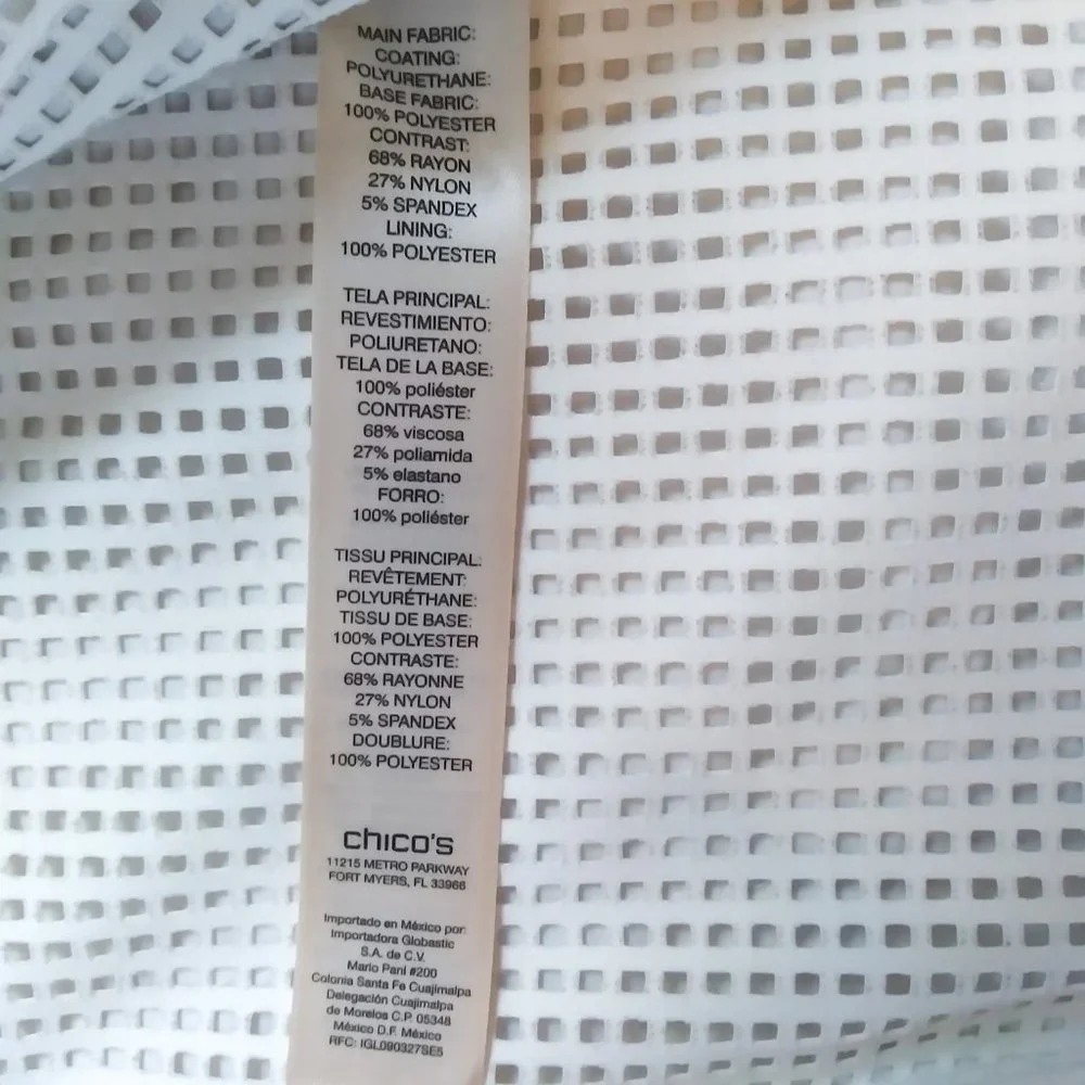 Chico's White Laser Cut Moto Jacket Blazer Size 12 Asymmetrical Geometric design - Picture 12 of 16